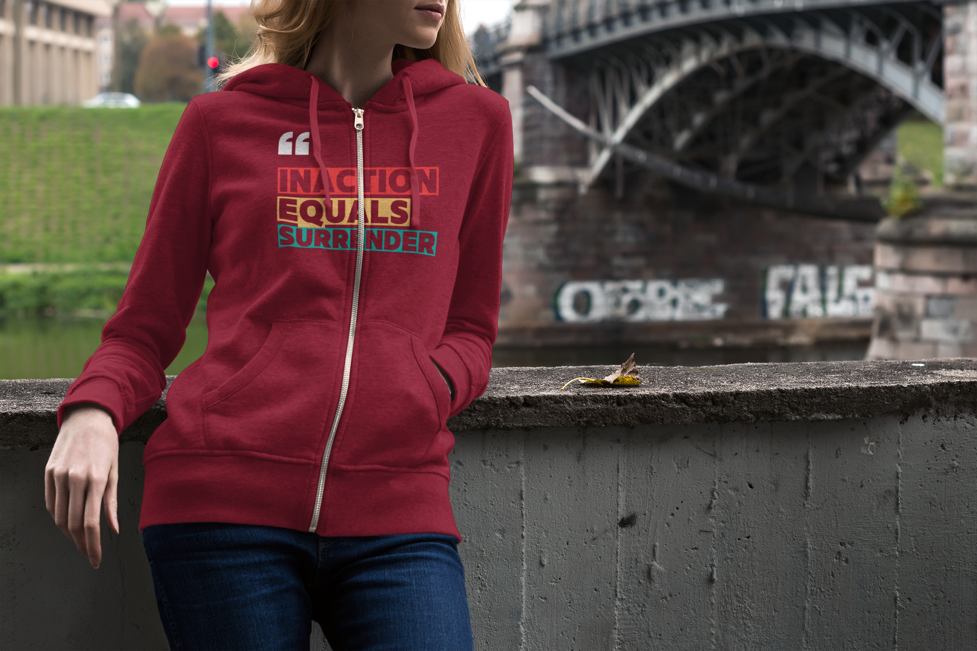 Inaction Equals Surrender | Women’s Zip Up Hoodie | Sizes up to 3XL