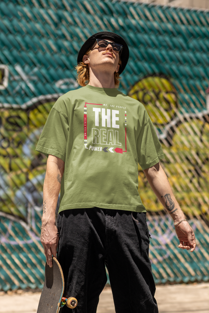 'We, The People, The Real Power' | Men's Heavy USA Cotton T-Shirt | Sizes Up To 5XL