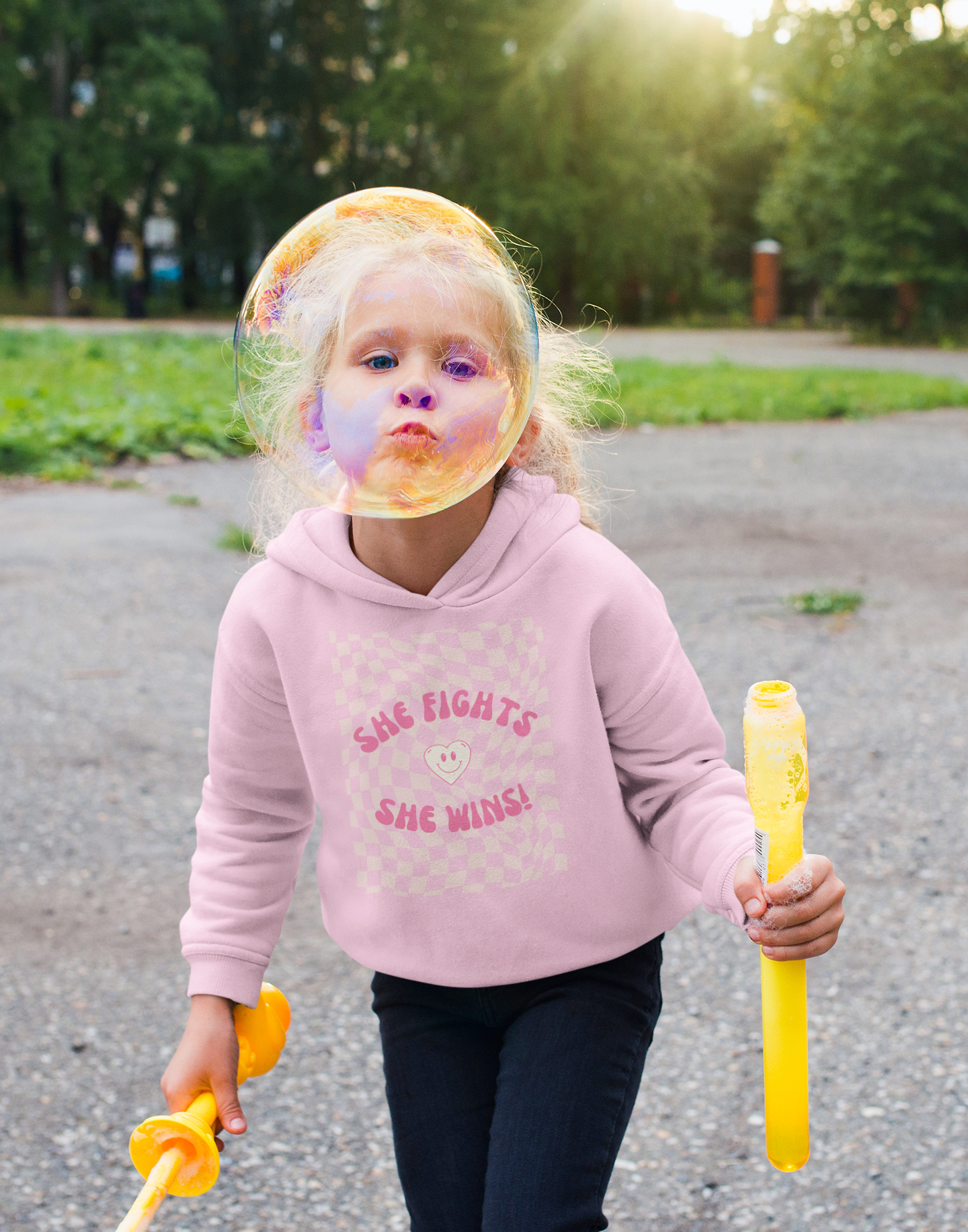She Fights, She Wins!" Girls | Girl Empowerment Hoodie | Sizes Up To XL