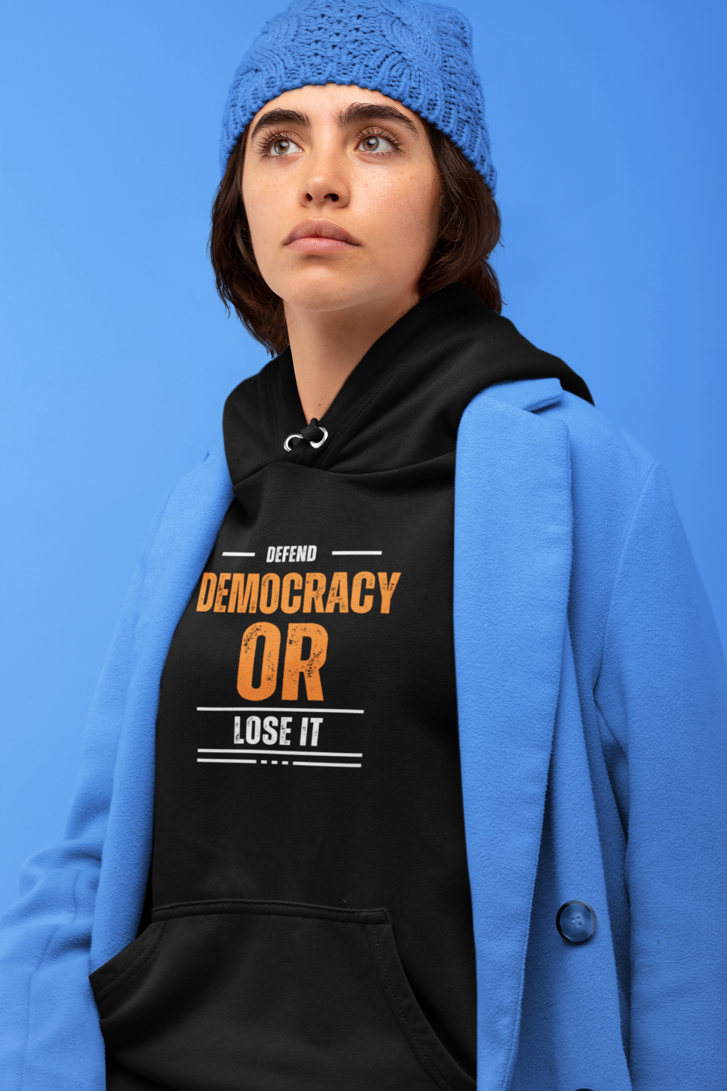 Defend Democracy or Lose It | Women’s EcoSmart® Pullover Hoodie | Sizes Up To 3XL