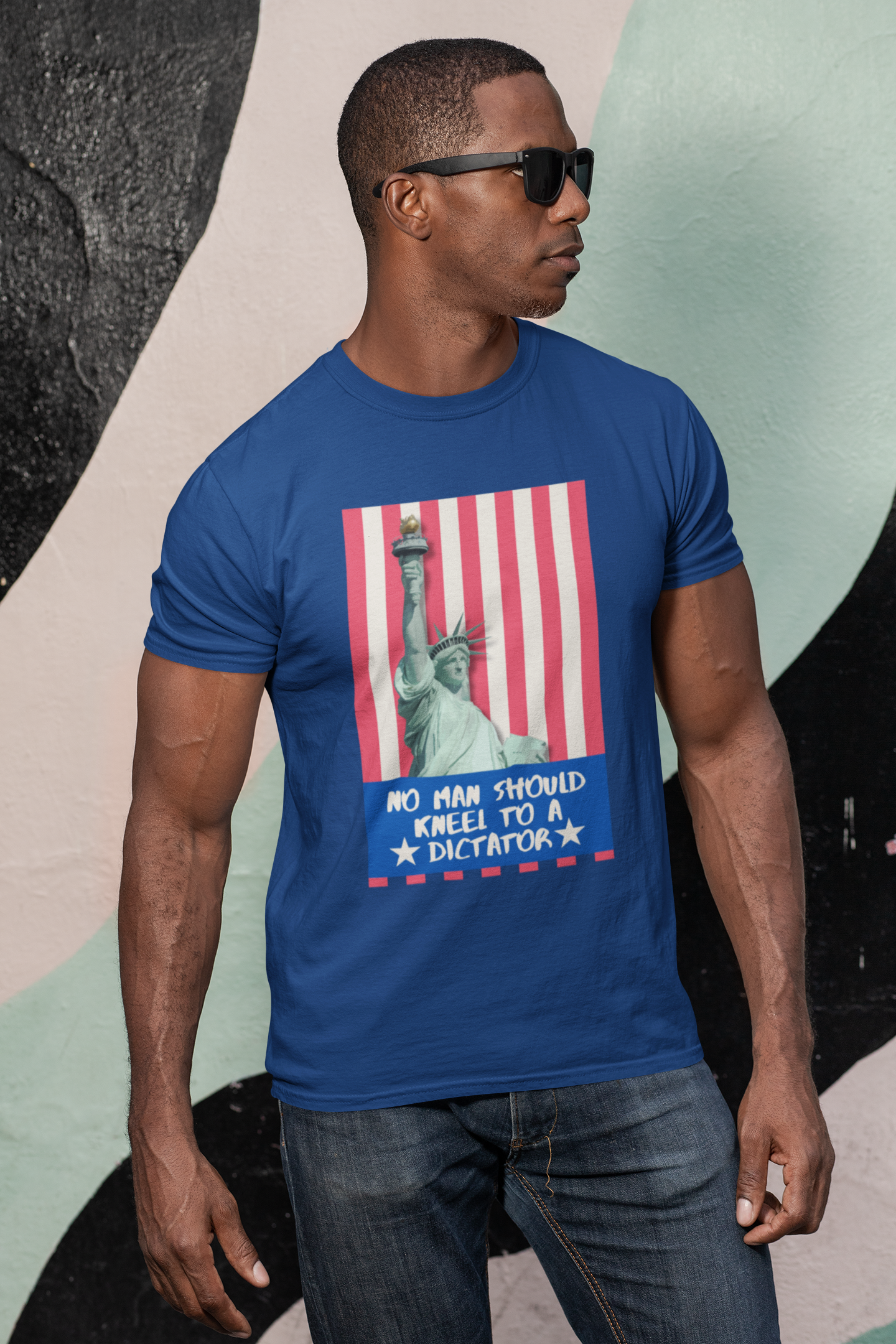 No Man Should Kneel to a Dictator | Men's CVC Jersey T-Shirt | Sizes Up To 4XL