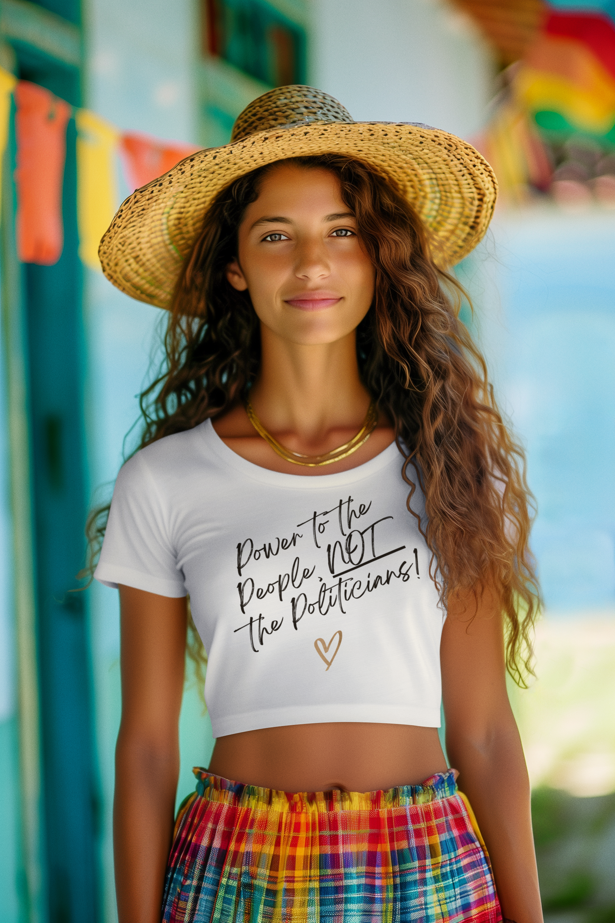 Power to the People, NOT the Politicians! | Women's Organic Cotton Feminist Baby Tee | Sizes Up To XL