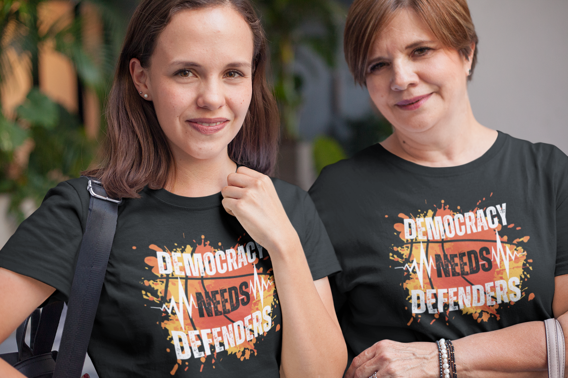 Democracy Needs Defenders | Women's Airlume Cotton T-Shirt | Sizes From XS to 5XL