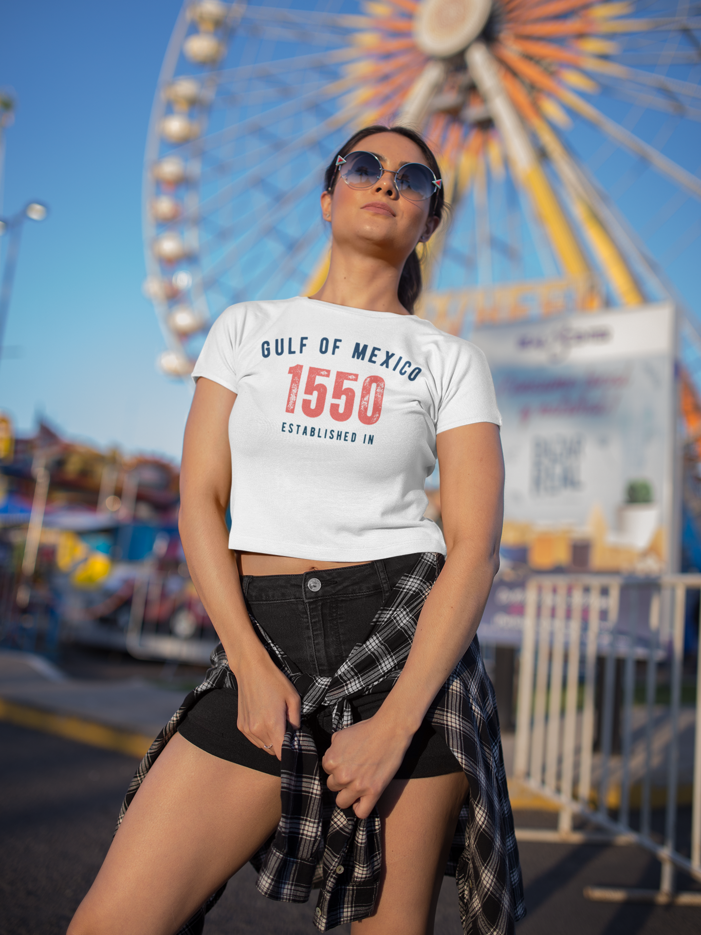 Gulf of Mexico Established in 1550 | Women’s 100% Cotton Cropped T-Shirt | Sizes Up To 2XL