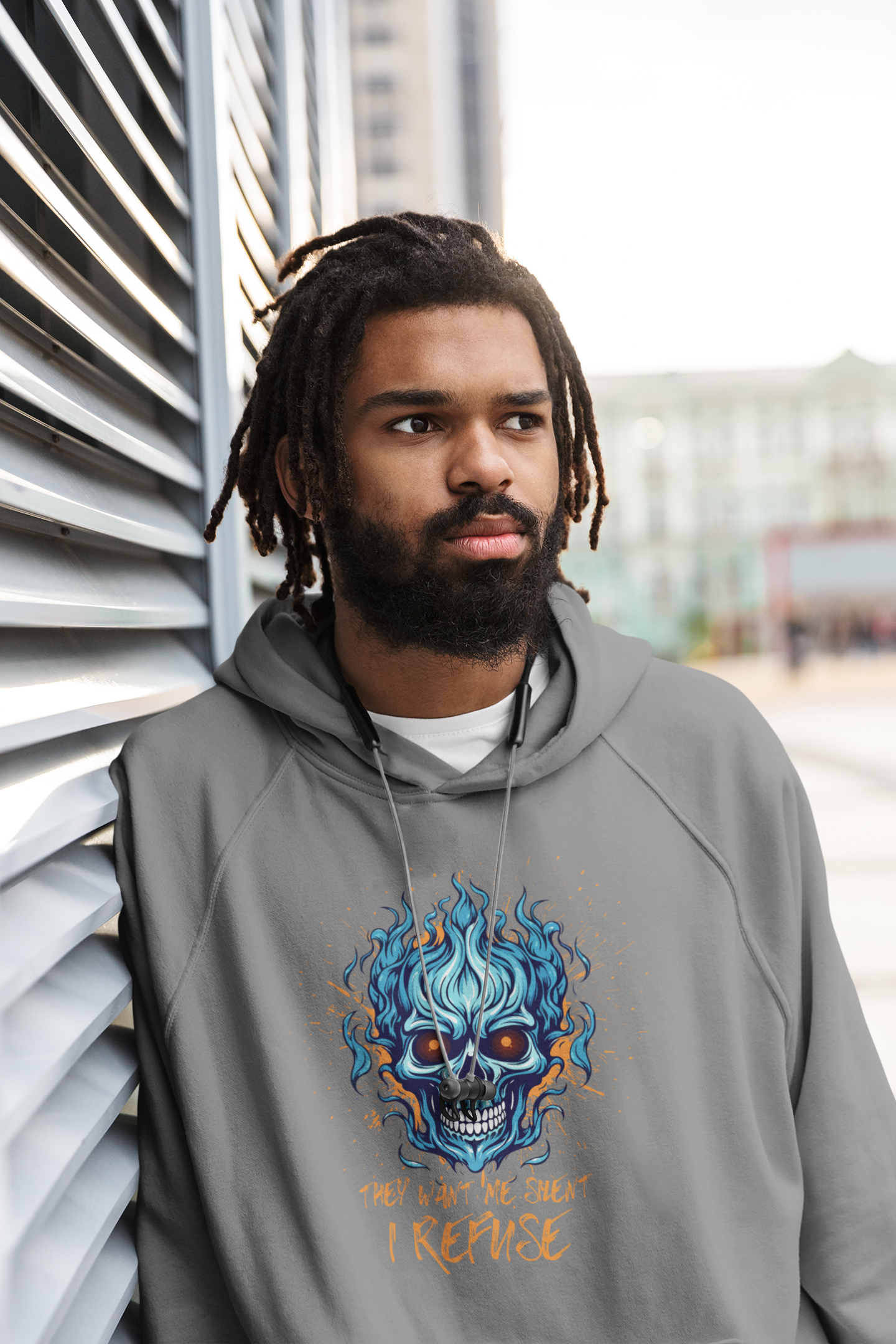 They Want Me Silent. I Refuse | Men's NUBLEND® Skull Fire Hoodie | Sizes Up To 2XL