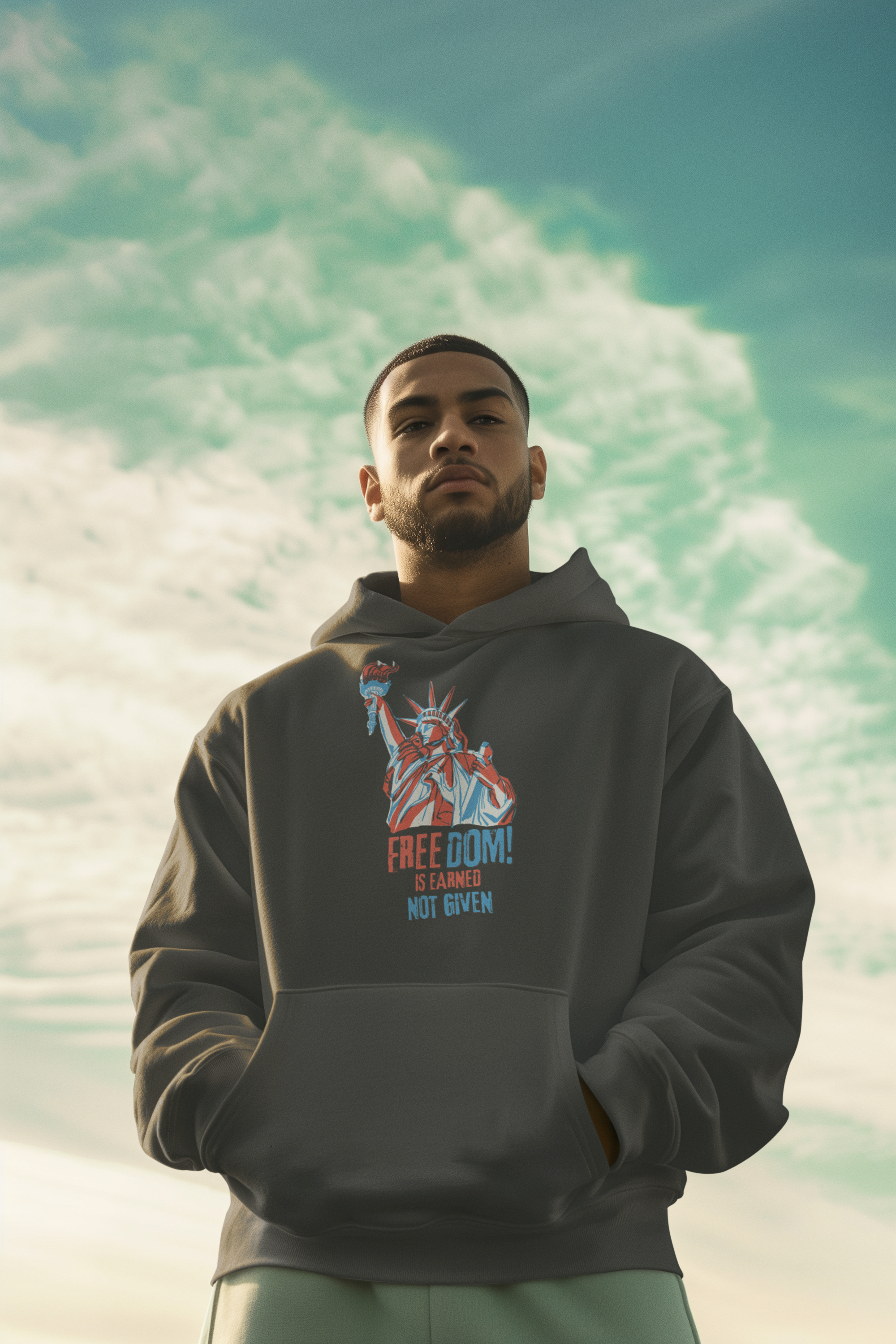 Freedom Is Earned - Not Given | Men's Comfortable Hoodie | Sizes Up To 4XL