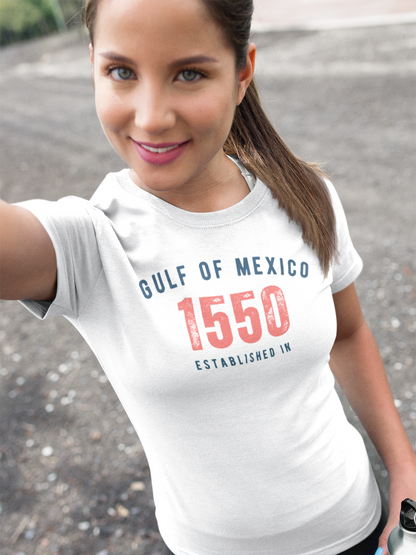 Gulf of Mexico - Established 1550 | Women's Heavy 100% USA Cotton T-Shirt | Sizes Up To 5XL