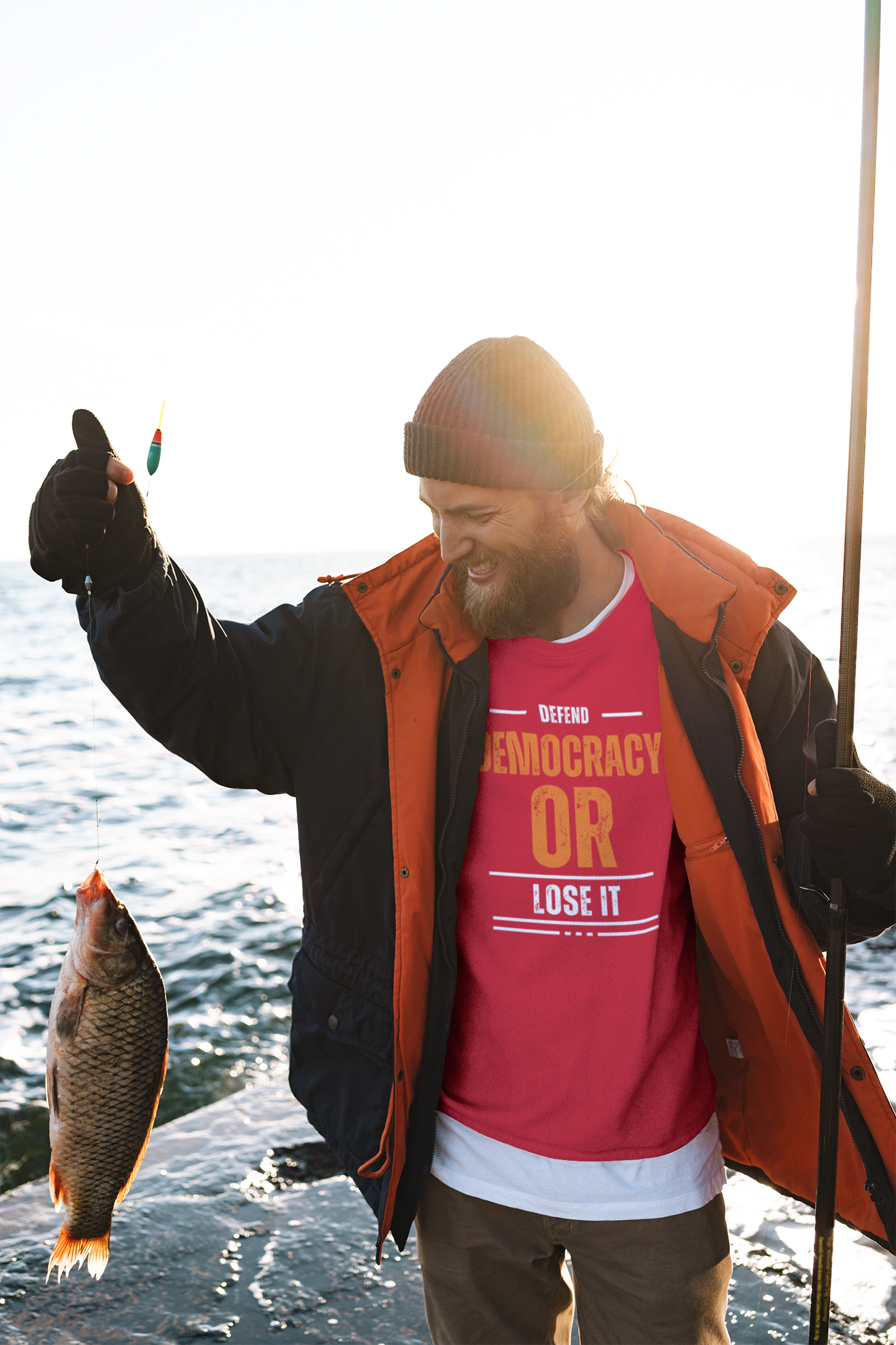 Defend Democracy or Lose It | Men's 100% Cotton Long Sleeve Crewneck T-Shirt | Sizes Up To 3XL