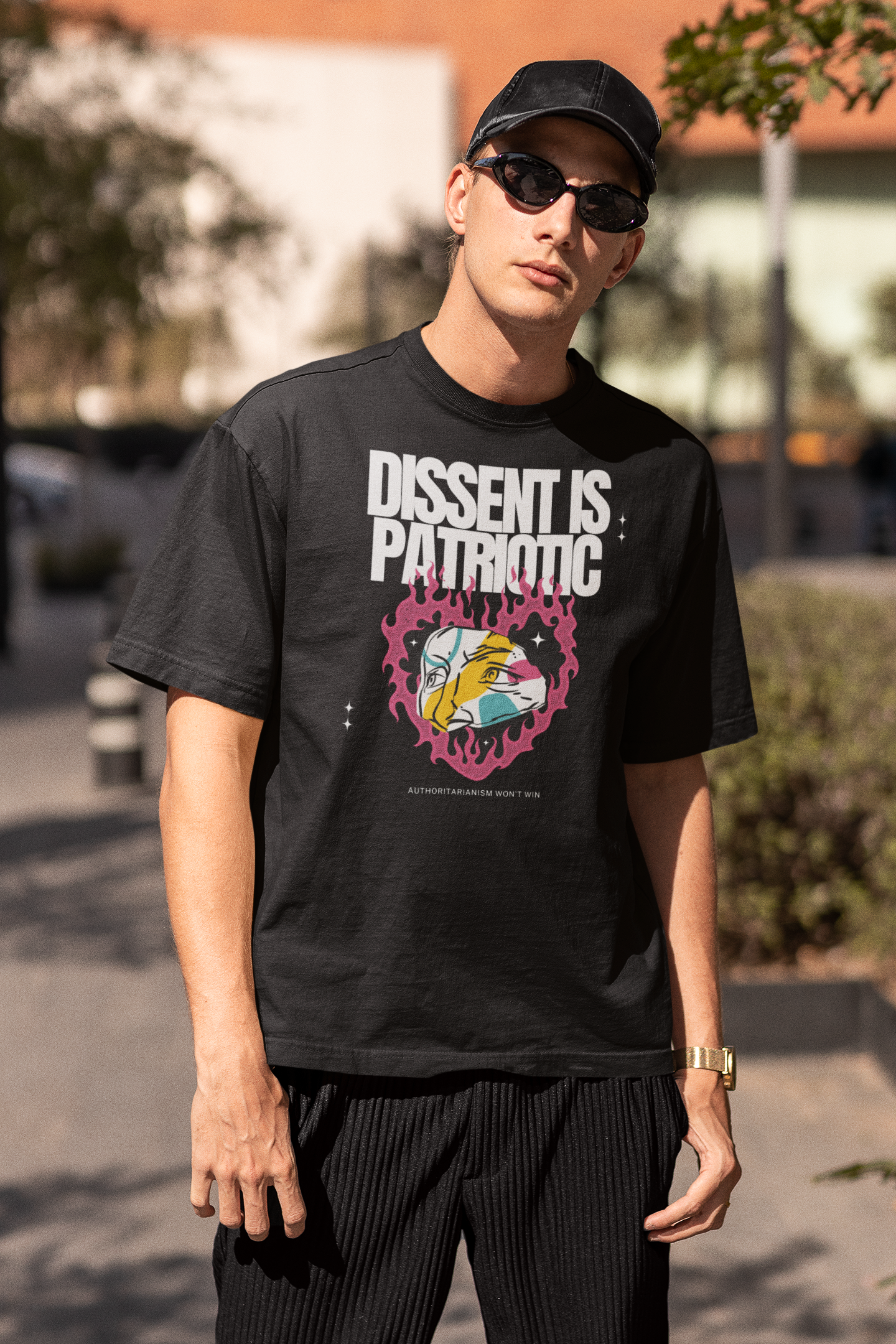 Dissent Is Patriotic | Men's 100% Cotton Oversized Boxy Tee | Sizes Up To 3XL