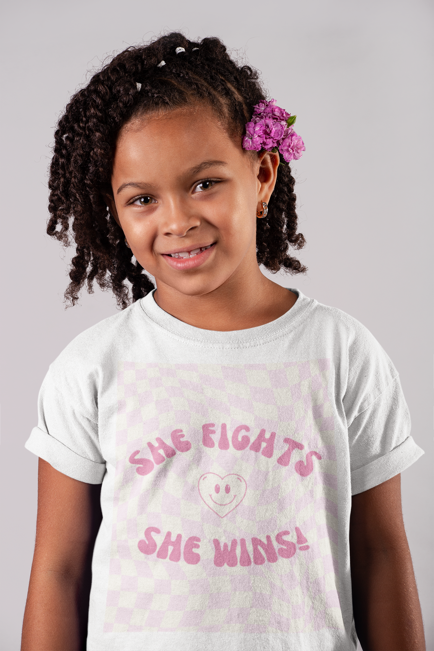 She Fights, She Wins! | Tweens & Teens Empowerment T-Shirt | Sizes From XS To XL