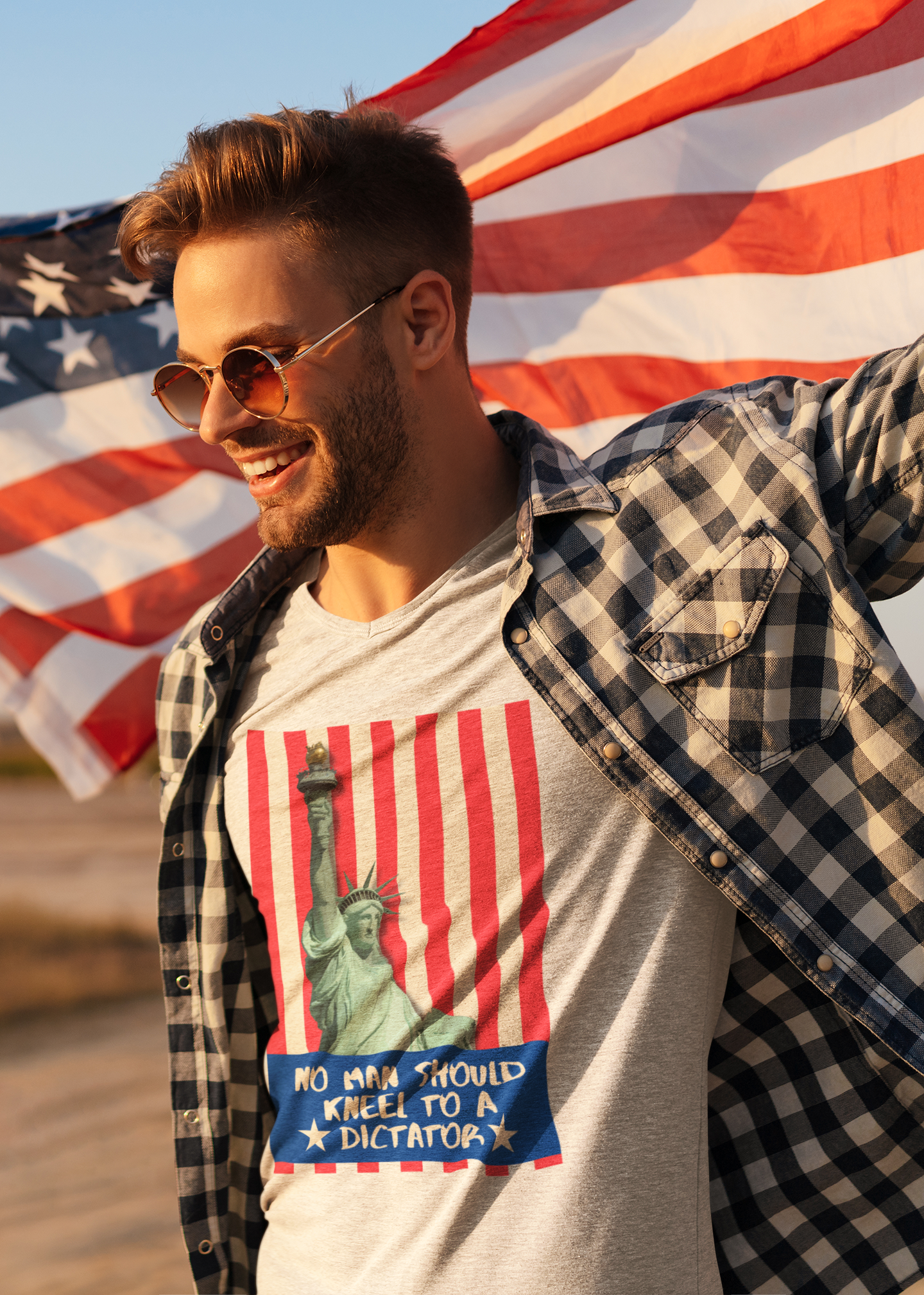 No Man Should Kneel to a Dictator | Men's 100% Cotton T-Shirt | Sizes XS to 5XL