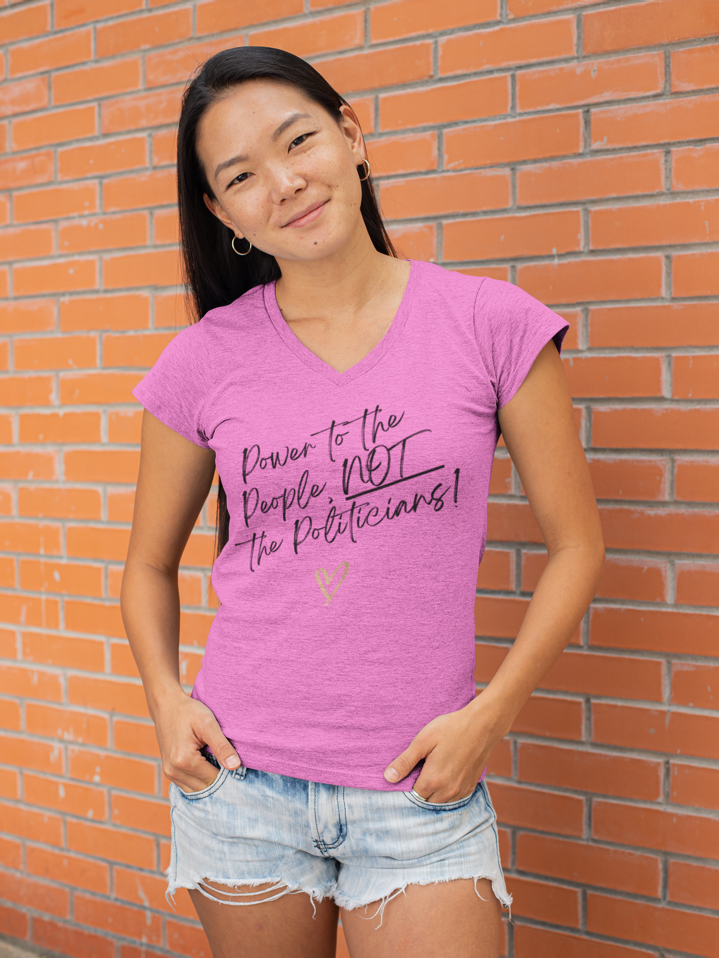Power to the People, Not the Politicians! | Women's 100% Cotton V-Neck T-Shirt | Sizes Up To 3XL
