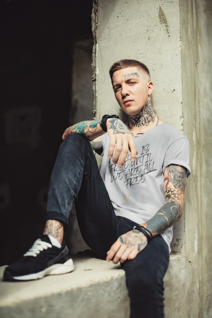 No Man is Free Until We Are All Free | Men V-Neck 100% Cotton T-Shirt | Sizes Up To 2XL