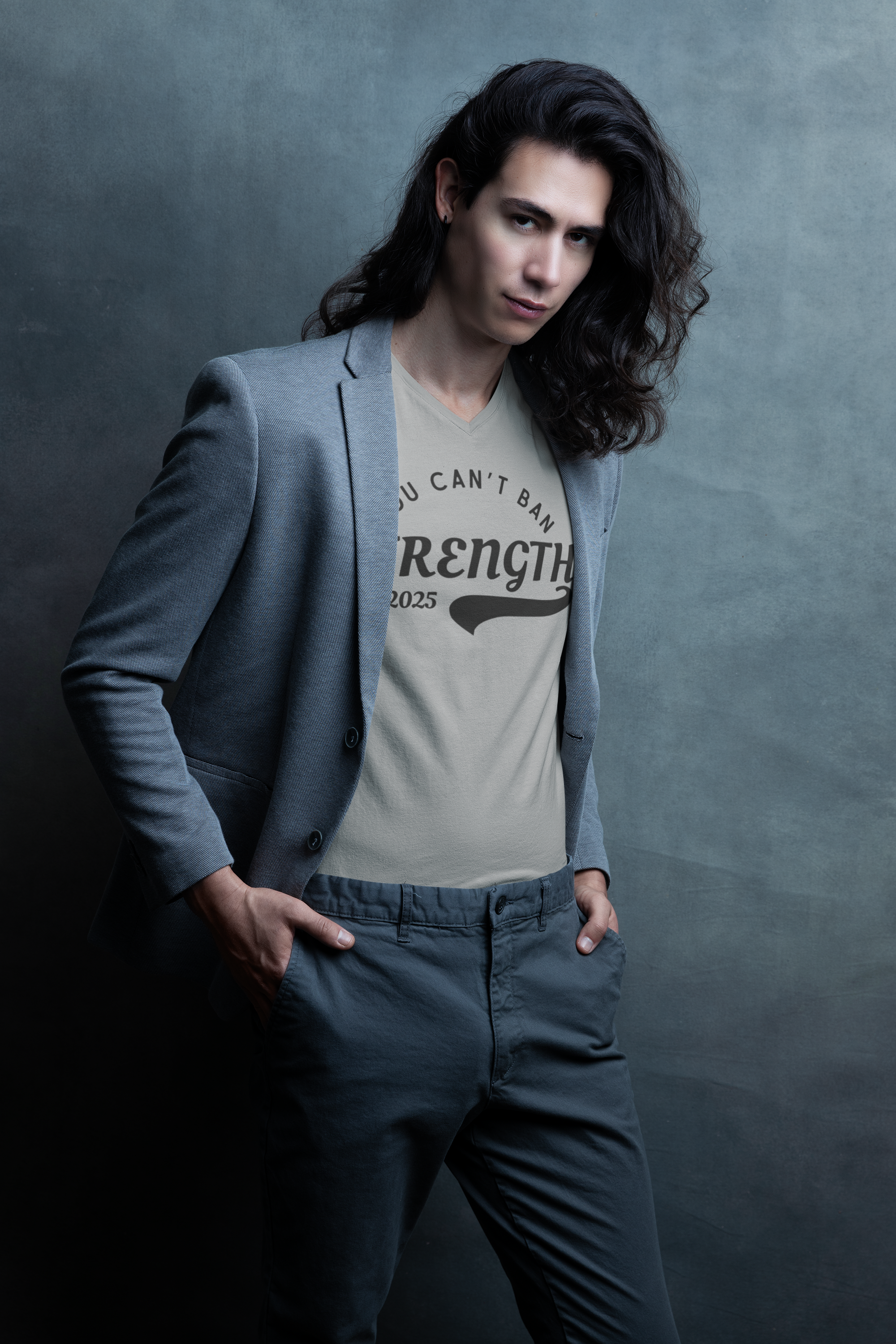 You Can’t Ban Strength | Men’s Fitted V-Neck Tee | Sizes Up To 2XL