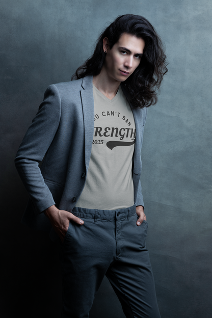 You Can’t Ban Strength | Men’s Fitted V-Neck Tee | Sizes Up To 2XL