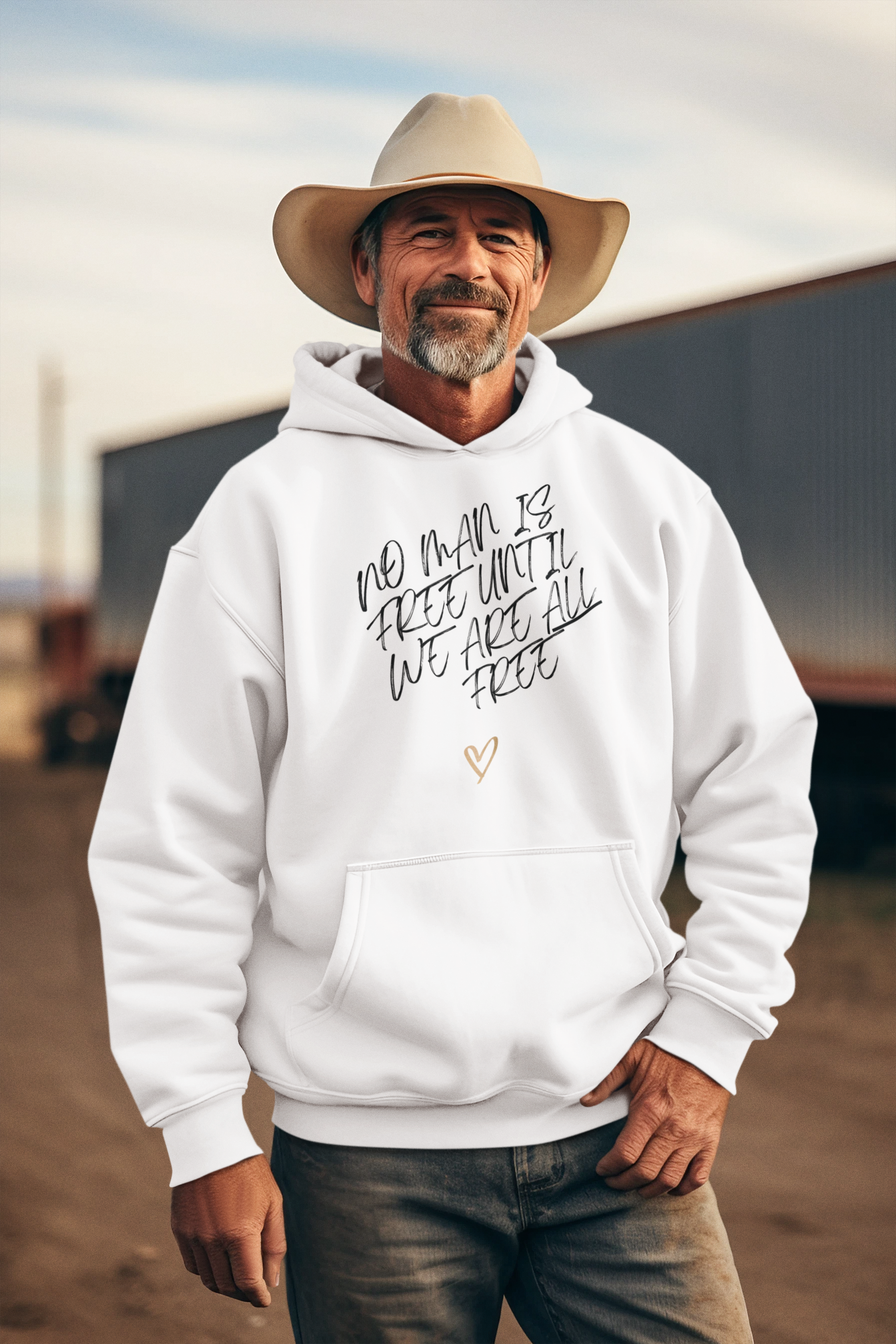 No Man is Free Until We Are All Free | Men's Cotton/Poly Blend Hoodie | Sizes Up To 2XL