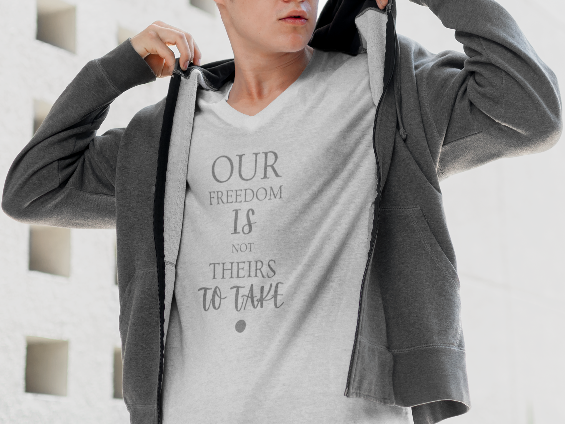 Our Freedom Is NOT Theirs to Take! | Men's 100% Cotton V-Neck Tee | Sizes Up To 2XL