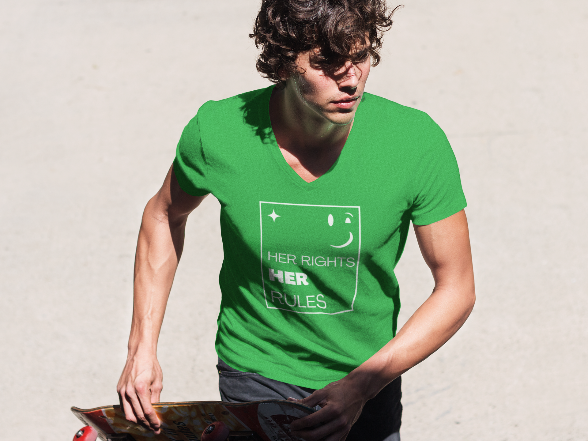 Her Rights, Her Rules | Men's Fitted 100% Cotton V-Neck Tee | Sizes Up To 2XL